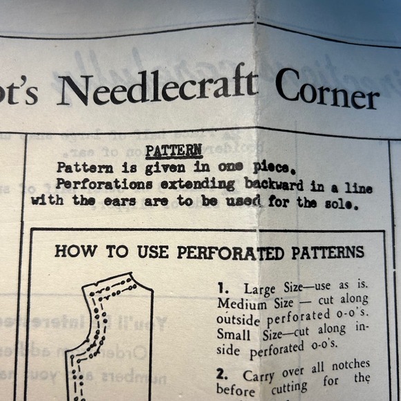 Anne Adams Vintage Mail Order Pattern #5068 Kitten Slippers Multiple Sizes - Picture 5 of 5